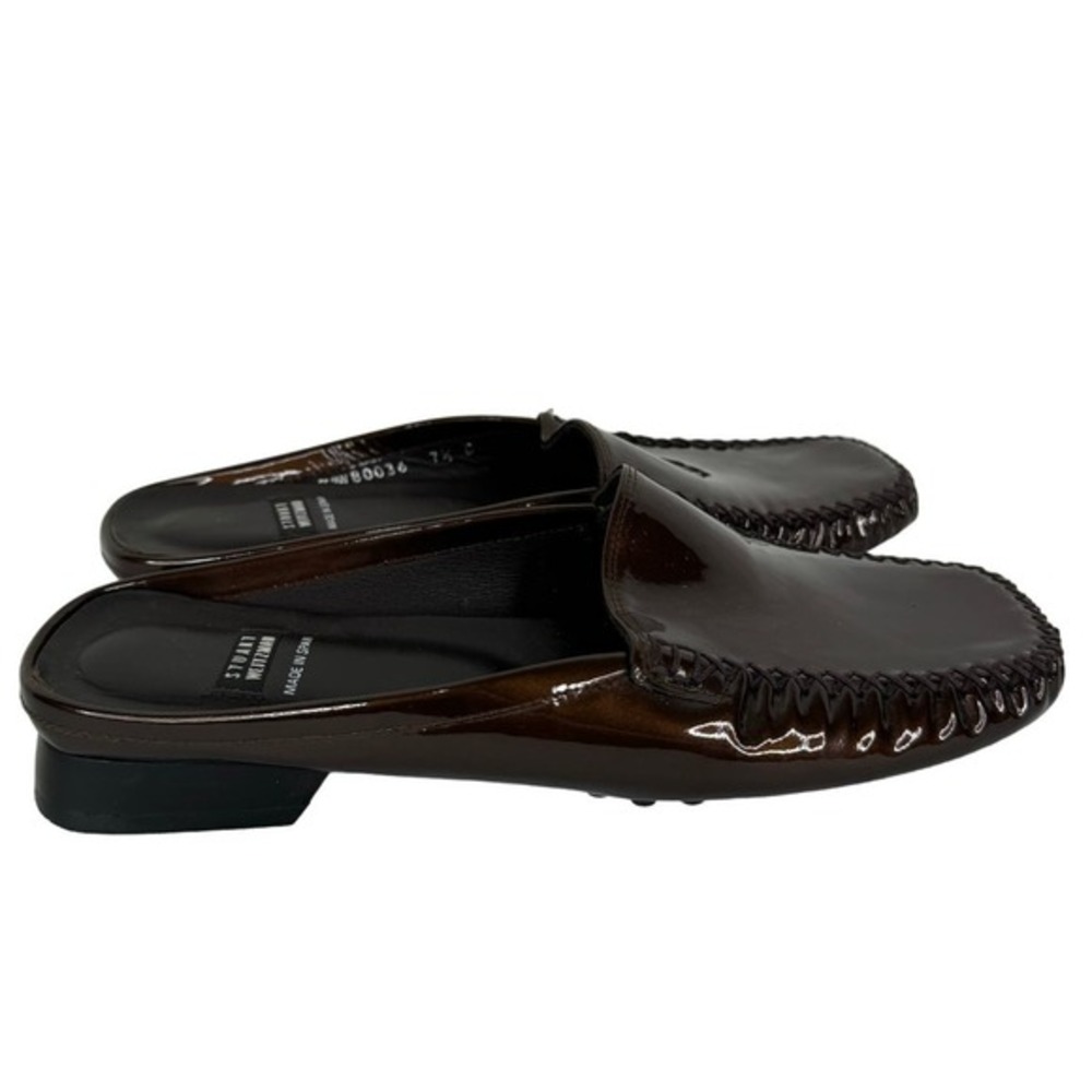 Stuart Weitzman Patent Leather Mules‎ Women 7.5 Turtle Brown - Picture 11 of 15